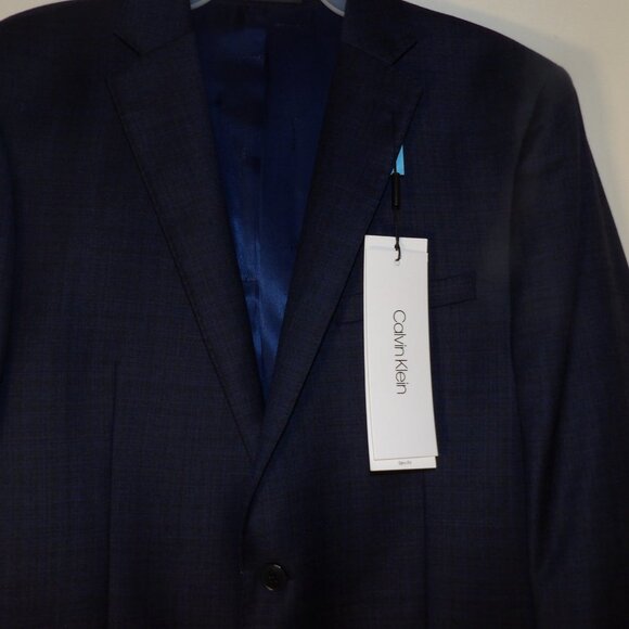 NWT Calvin Klein Navy Wool Blazer / Suit Coat Sz 44R - Picture 2 of 9